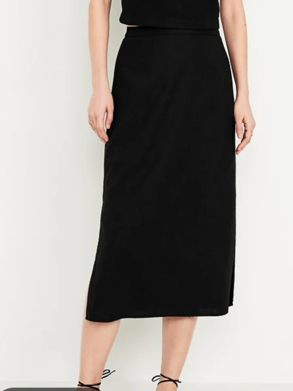 Old Navy Black Midi Skirt with Elastic Waist